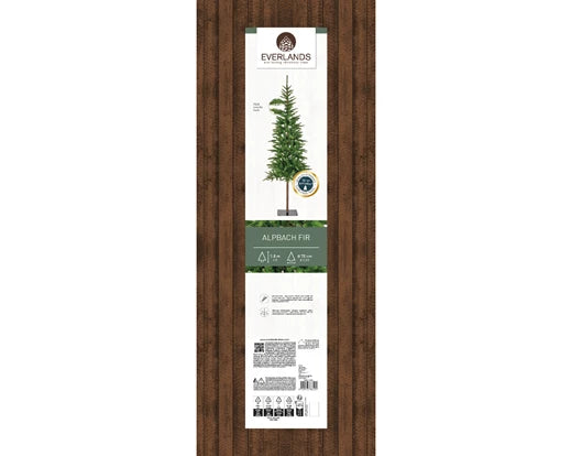 Everlands Alpbach Fir artificial Christmas tree, slim-profile alpine fir, available in 6 ft, 7 ft, 8 ft, hinged branches with stand