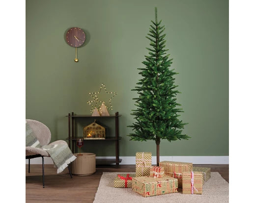 Everlands Alpbach Fir artificial Christmas tree, slim-profile alpine fir, available in 6 ft, 7 ft, 8 ft, hinged branches with stand