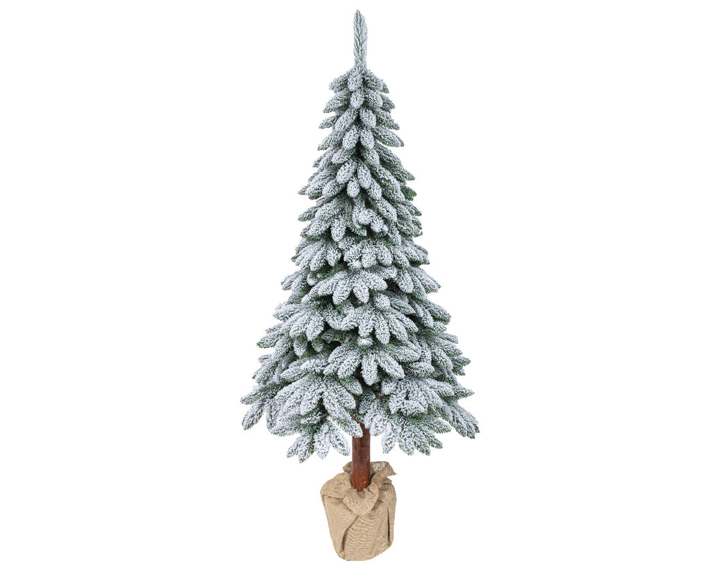 Snow‑tipped Tora Pine artificial Christmas tree (6 -7ft), realistic PVC needles with snowy finish, perfect for festive décor.