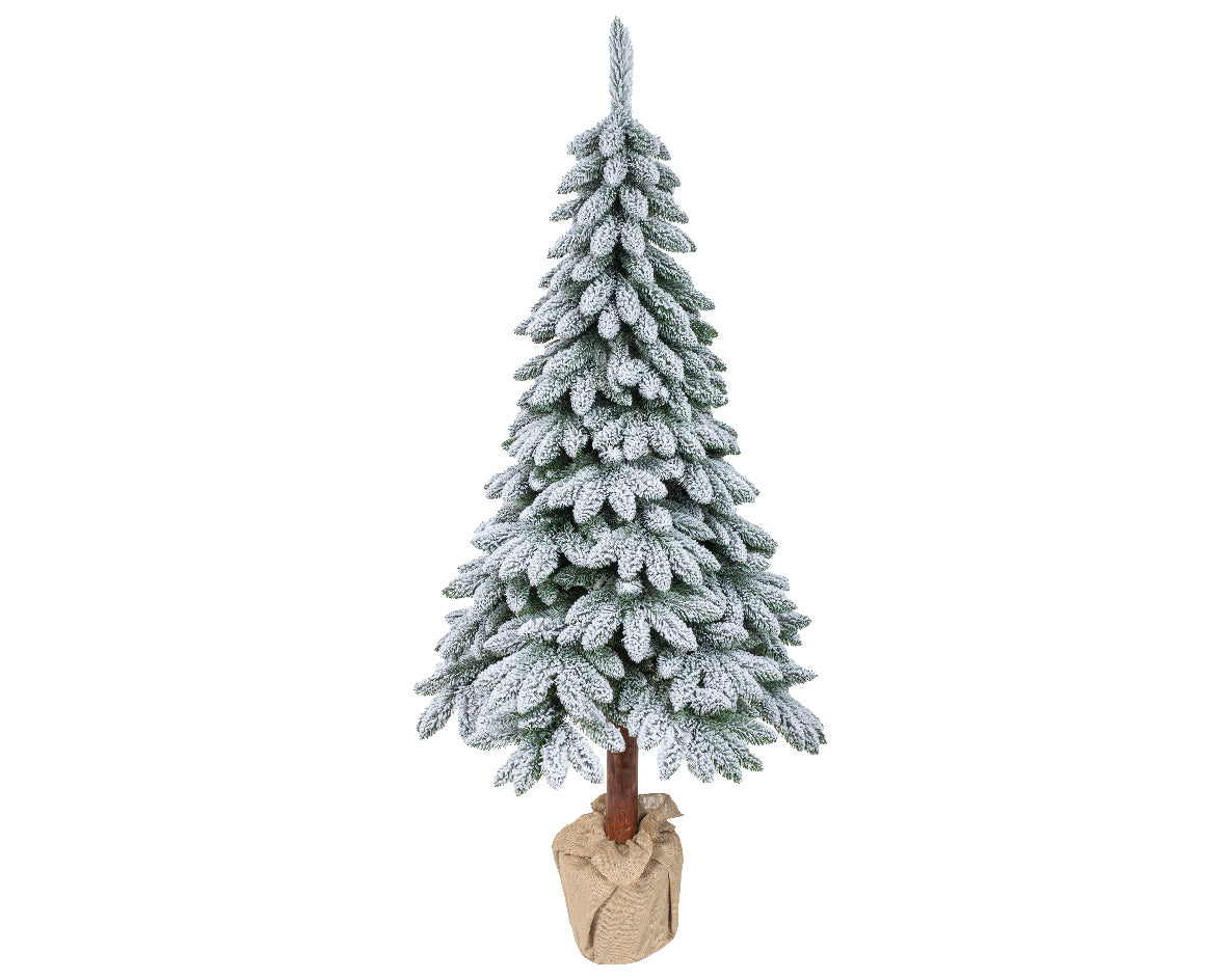 Snow‑tipped Tora Pine artificial Christmas tree (6 -7ft), realistic PVC needles with snowy finish, perfect for festive décor.