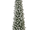 Everlands Snowy Pencil Pine artificial tree—slim profile, frosted PVC needles, available in 7 ft,  with easy hinged setup