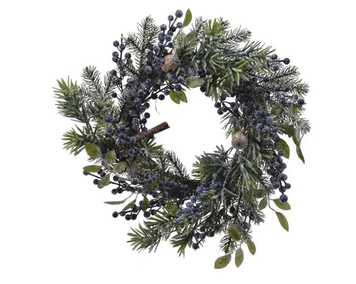 Frosted Blue Berry Wreath – 40cm Indoor by Everlands