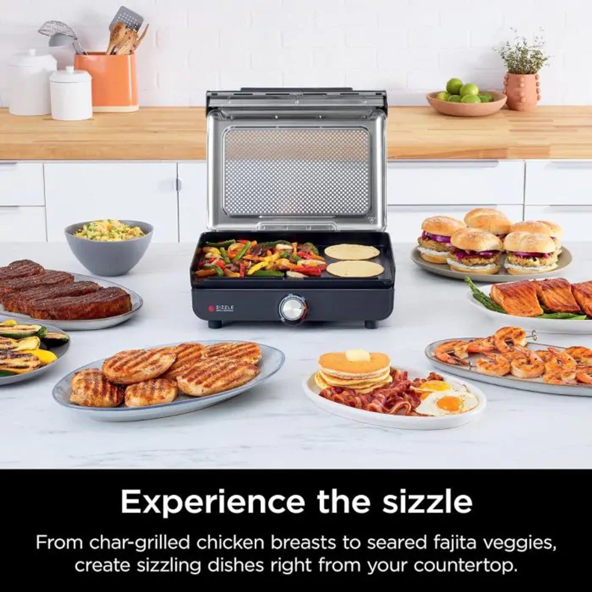 Ninja Sizzle Indoor Grill & Flat Plate GR101UK – 2-in-1 Low Smoke