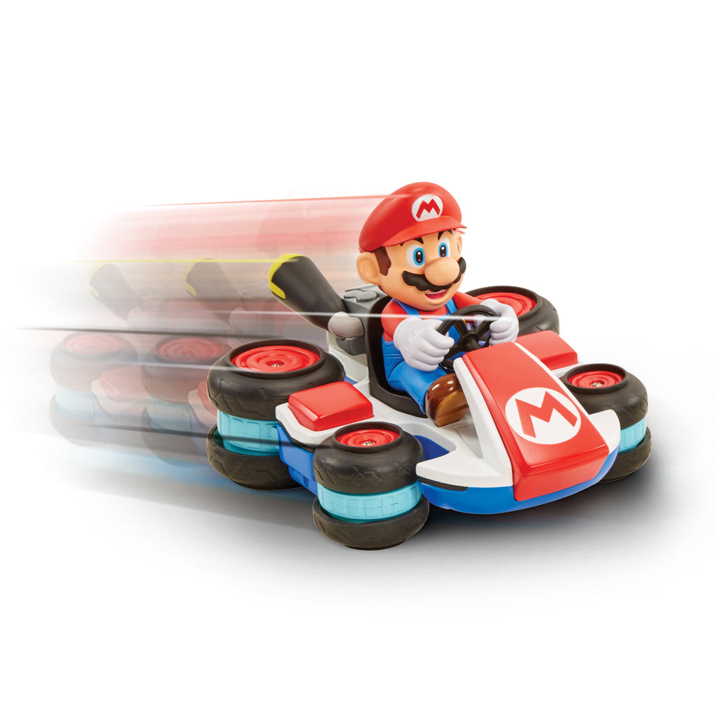Toy car with character in a racing kart on a white background
