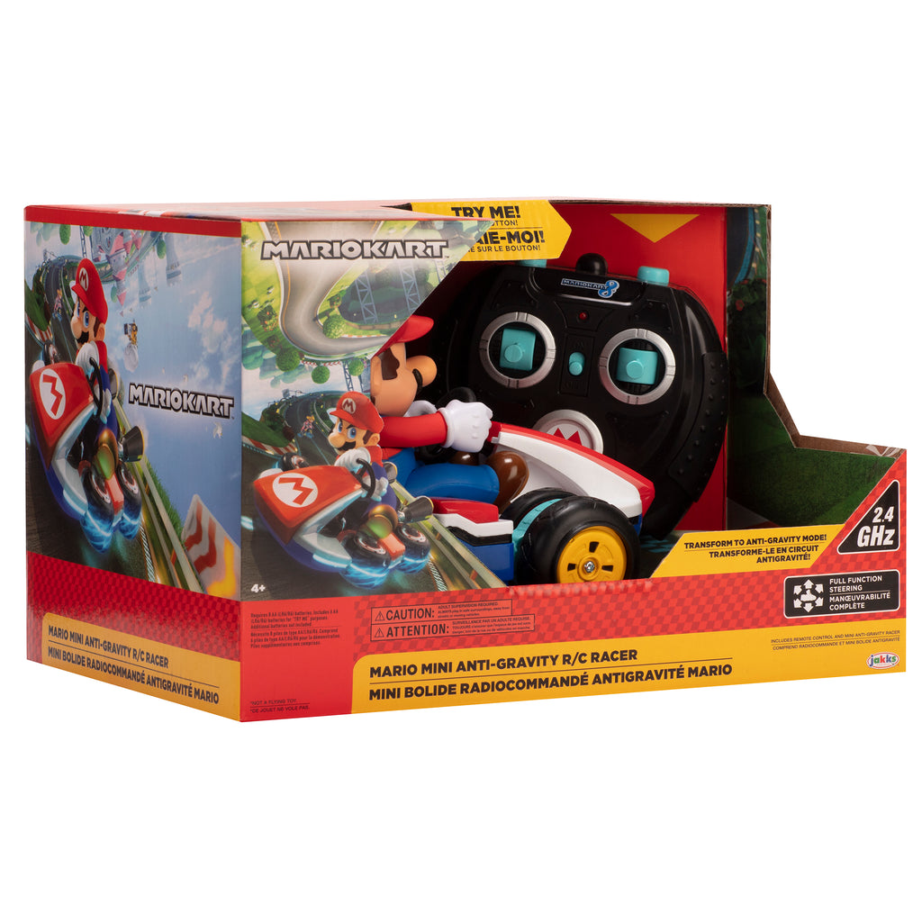 Packaging of a Mario Kart toy with a remote control car inside