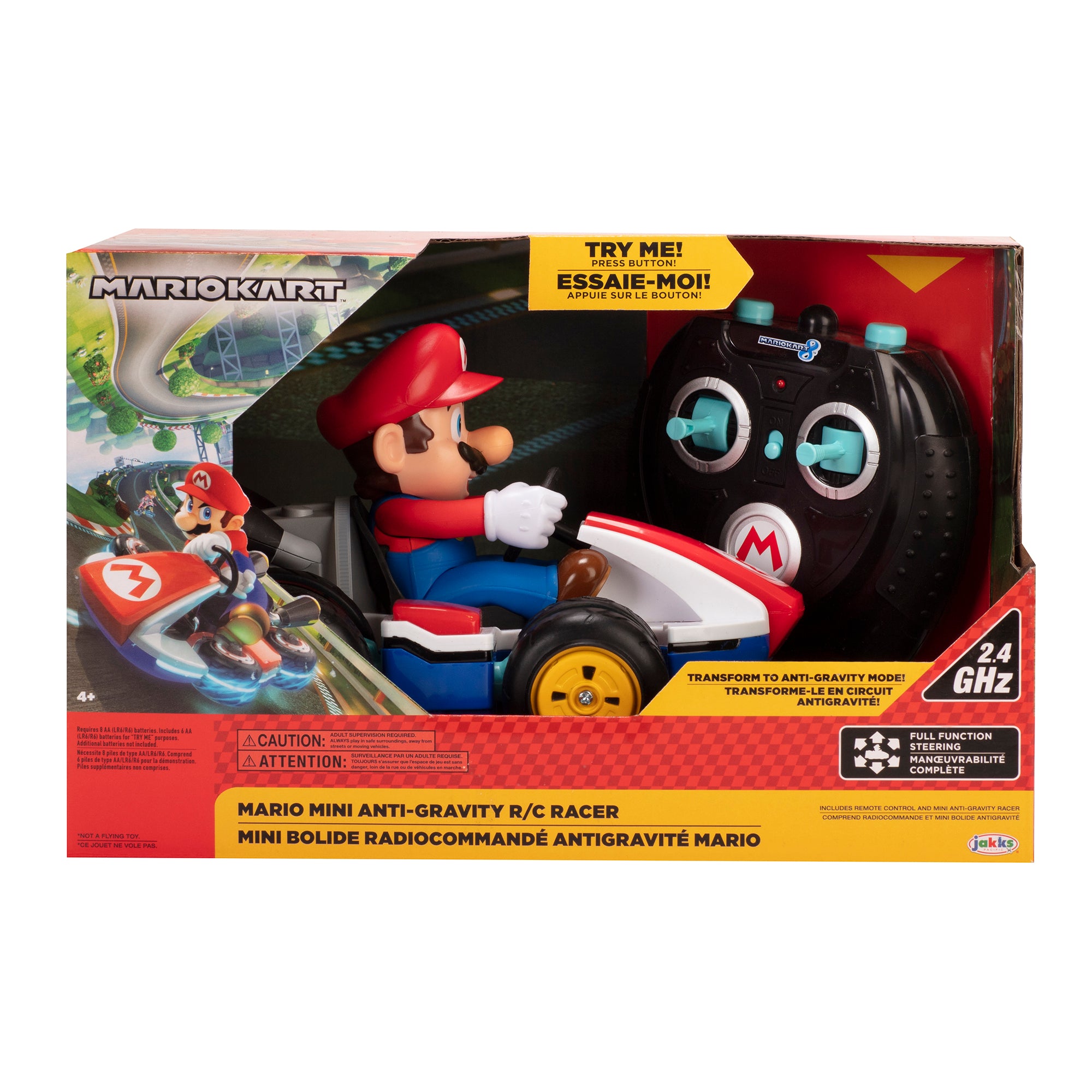 Mario Kart toy set packaging with Mario and Luigi characters on a white background