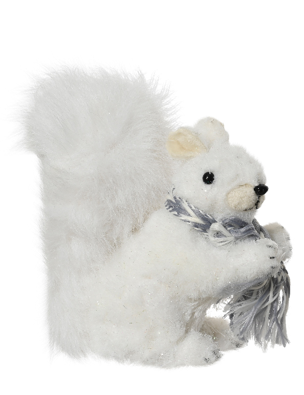 Festive woodland squirrel baubles with glitter finish - left pose