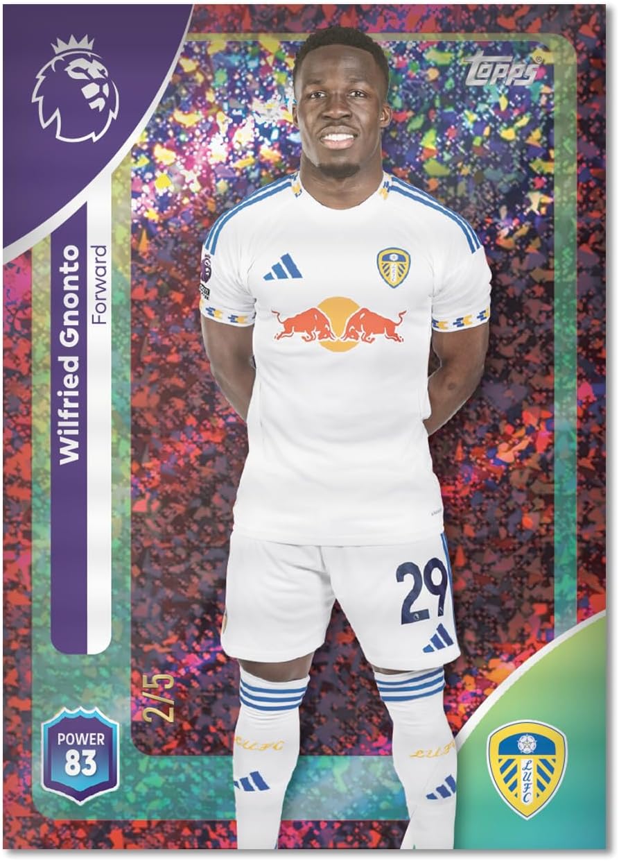 Soccer player card with Wilfried Gomis in a white jersey against a colorful background
