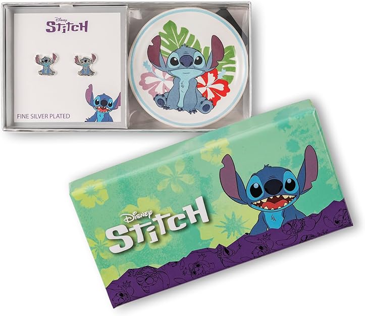 Disney Lilo and Stitch Earrings and Trinket Tray Set - Flemings Department Store