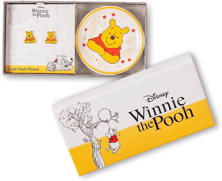 Winnie The Pooh Earrings and Trinket Tray Jewelry Dish Gift - Flemings Department Store