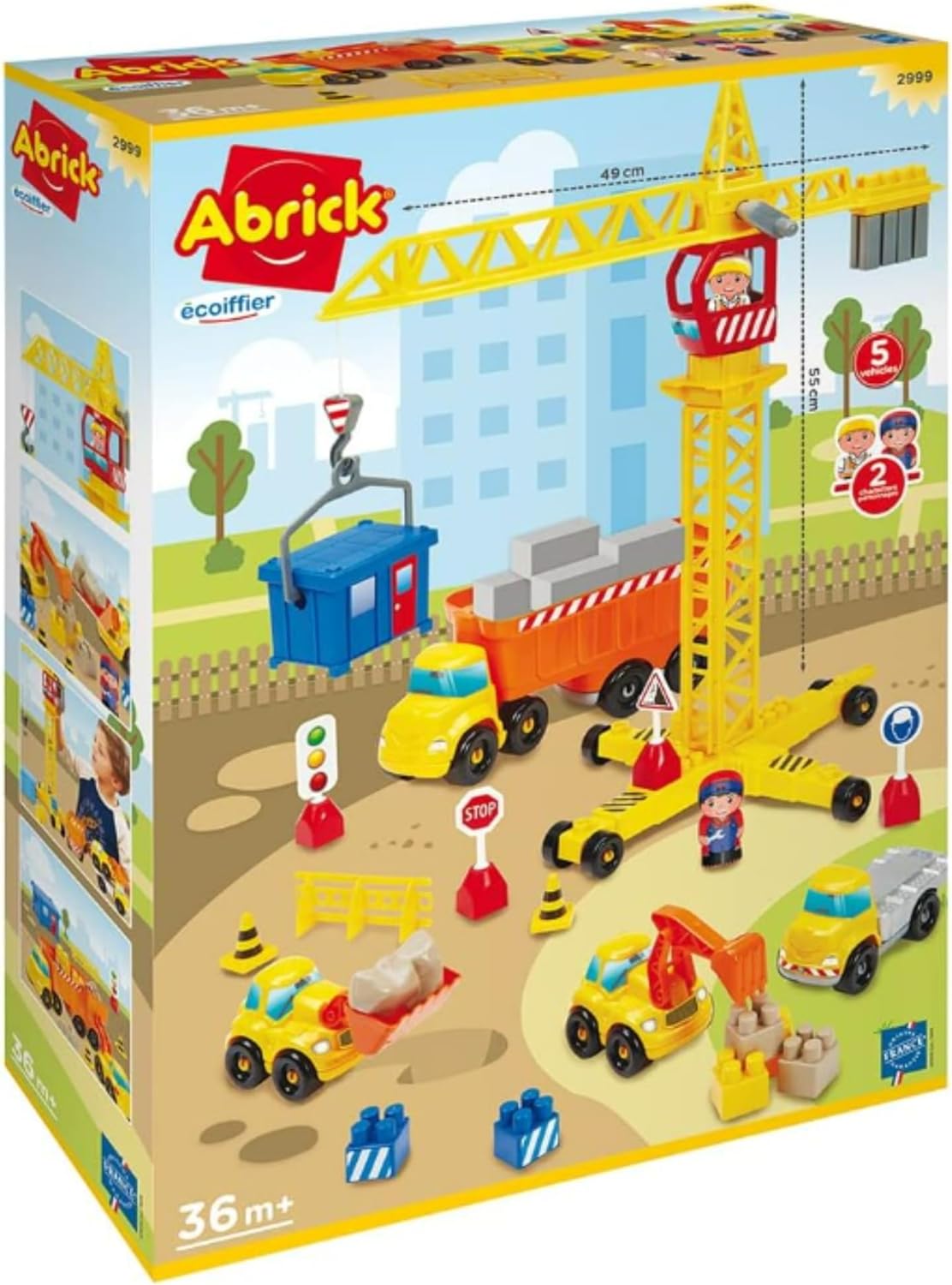 Ecoiffier ECO2999 Abrick Building Block Playset Construction Site with Crane - Flemings Department Store