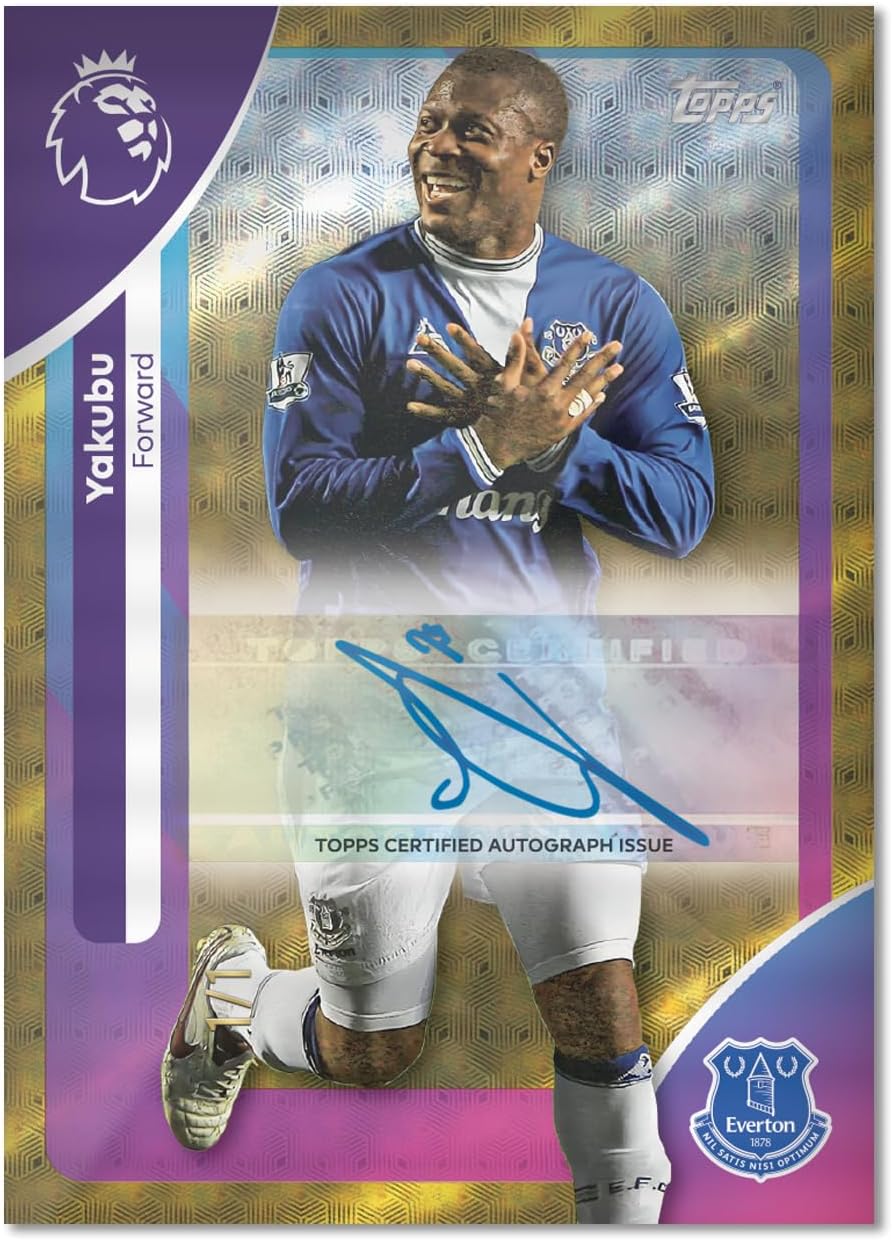 Topps certified autograph issue sports trading card of a football player in blue jersey with visible branding.