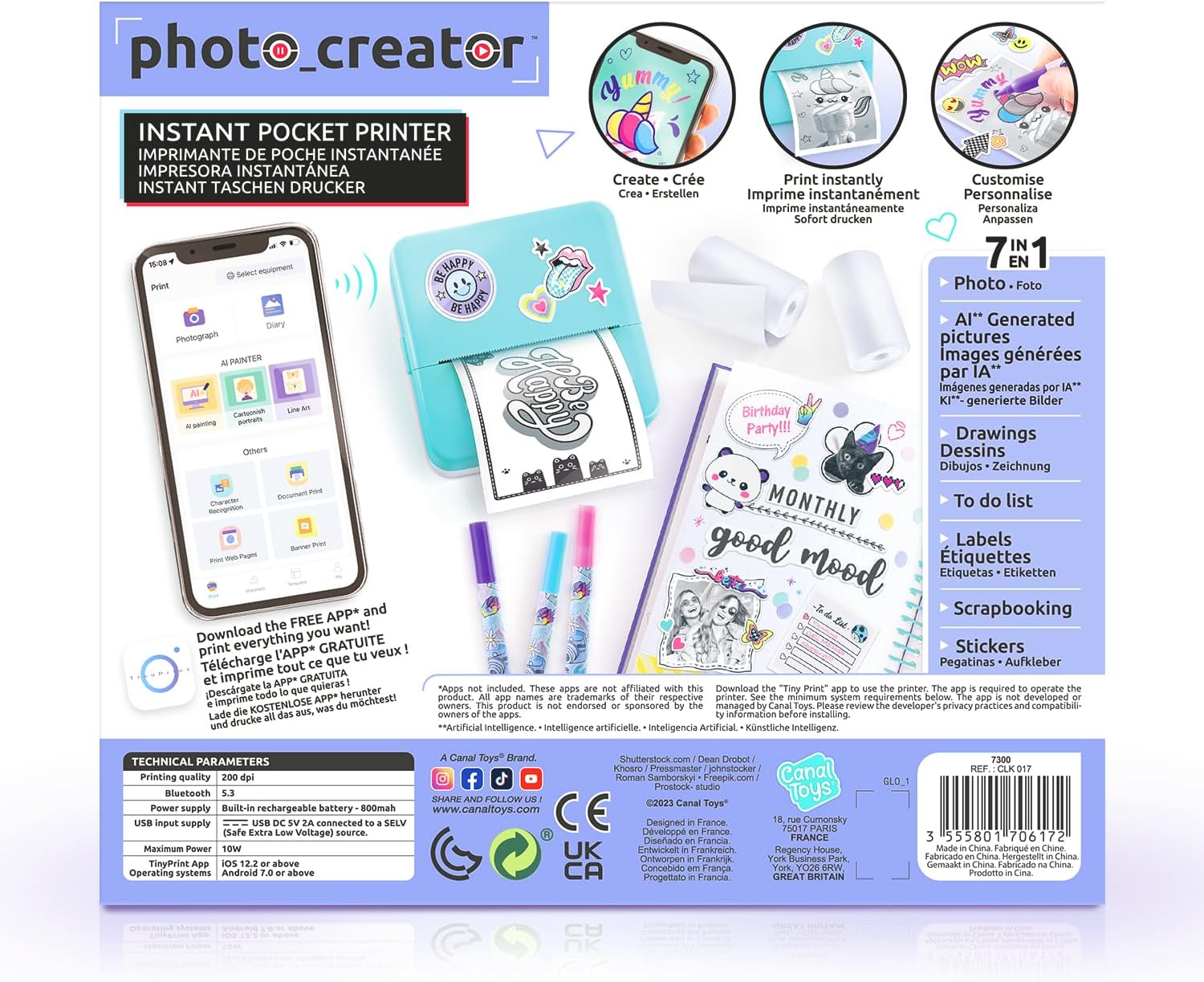 Photo Creator Pocket Printer – Bluetooth & Thermal Paper Set