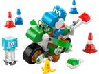 LEGO Super Mario Mario Kart Yoshi Bike set (72031) with Light-Blue Yoshi figure, bricks built bike, traffic cones, banana obstacle and shell-launching feature.