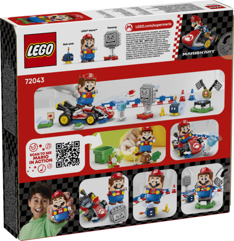 LEGO Super Mario Mario Kart Interactive LEGO Mario & Standard Kart set (72043) with Mario figure, Standard Kart, Item Box, shell-launch, drift action, traffic cones