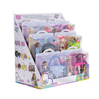 Display of toy accessories with 'tote it' and 'ily' branding on a white background