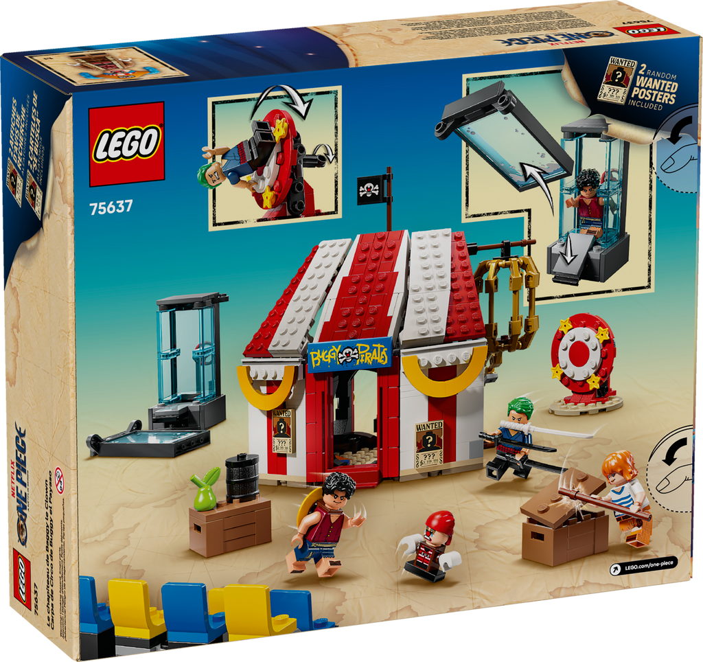 LEGO set packaging with store and characters on a blue background