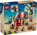 LEGO set packaging with store and characters on a blue background