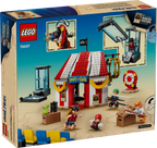 LEGO set packaging with store and characters on a blue background