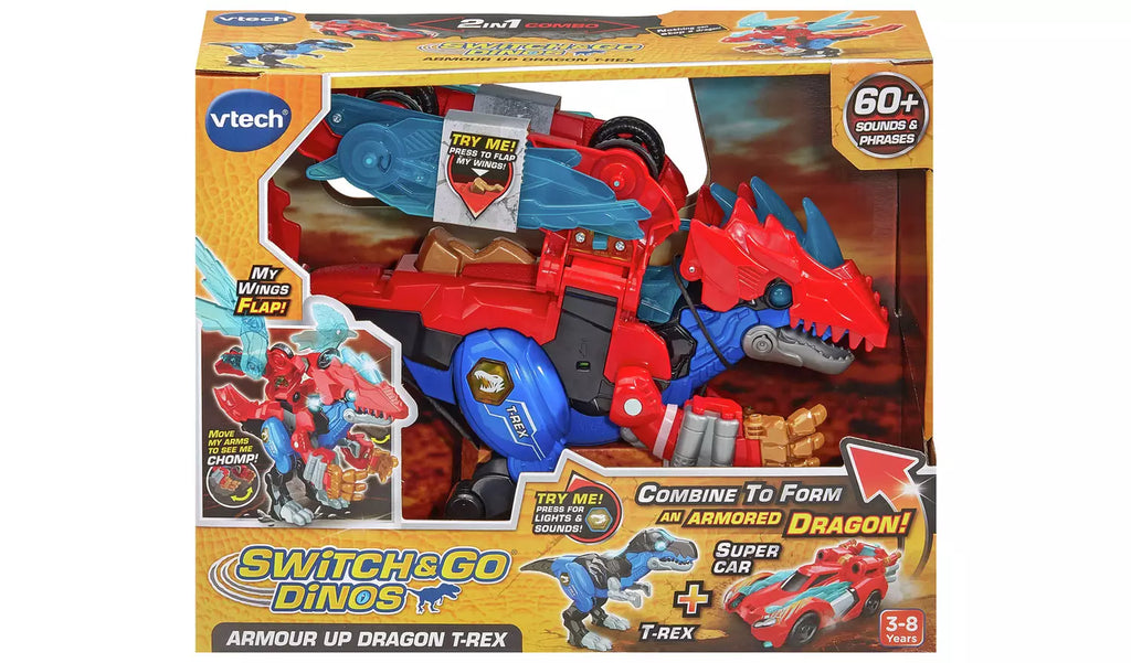 VTech Switch & Go Dinos – Armour Up Dragon T-Rex 2-in-1 Toy