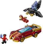 LEGO Marvel 76310 Iron Man sports car and Black Panther aircraft with minifigures Iron Man, Black Panther, Red Hulk & Dum‑E