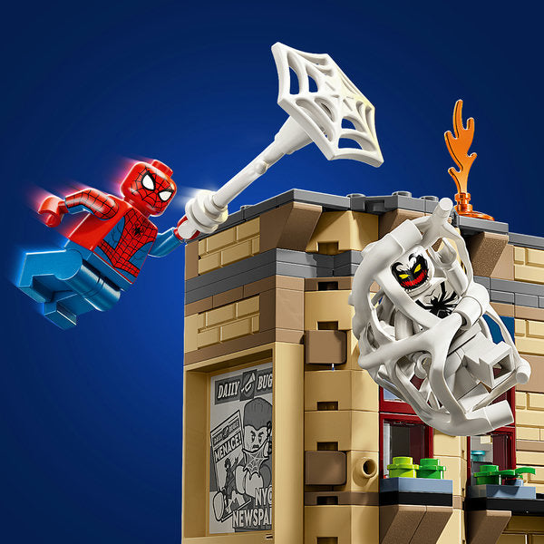 LEGO Marvel Peter Parker’s Apartment set 76317 featuring Spider-Man, Mary Jane, Hobgoblin, Anti-Venom, collapsing wall & flexible web