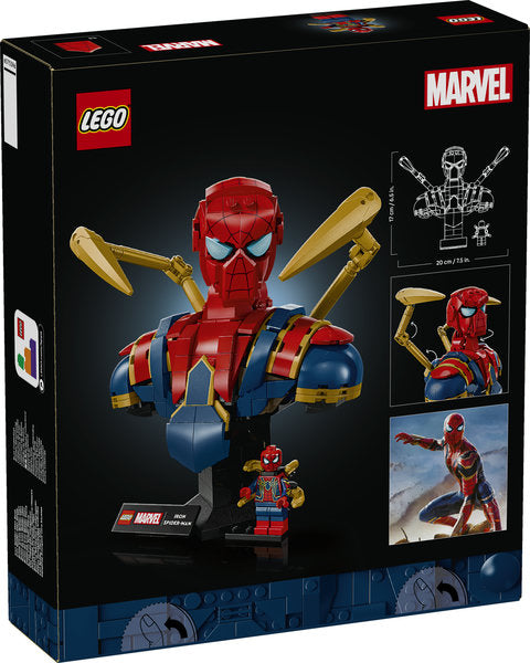 LEGO Marvel 76326 Iron Spider‑Man Bust with magnetic dual display bases and minifigure