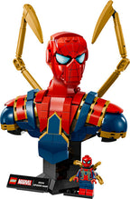 LEGO Marvel 76326 Iron Spider‑Man Bust with magnetic dual display bases and minifigure