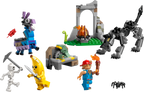 Collection of LEGO figurines and sets on a white background
