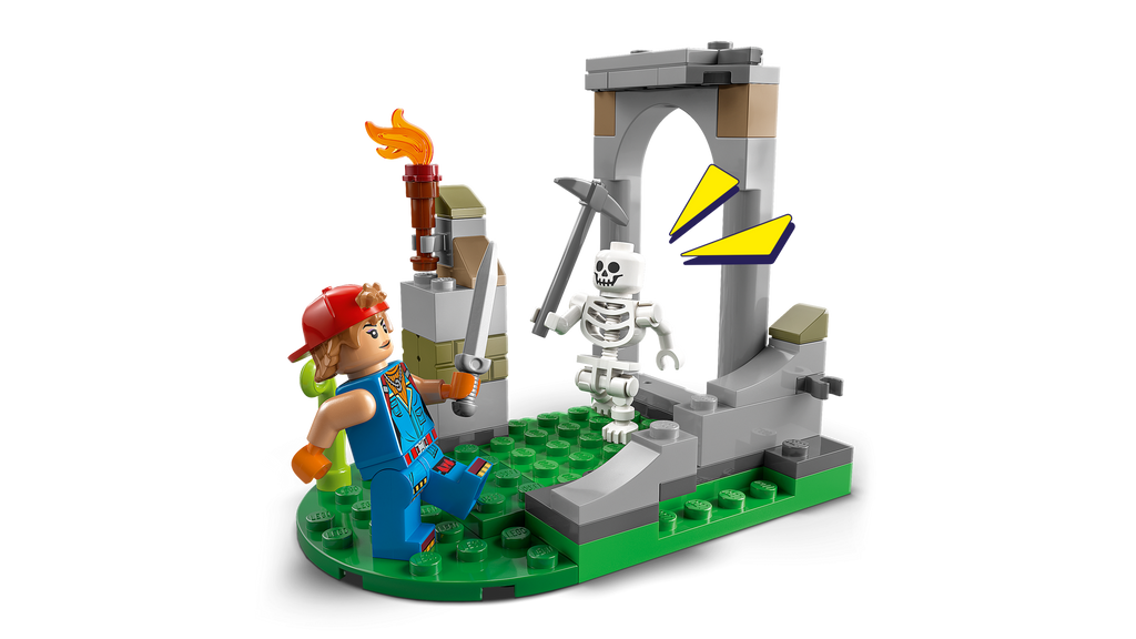 LEGO set with a skeleton and a character on a white background