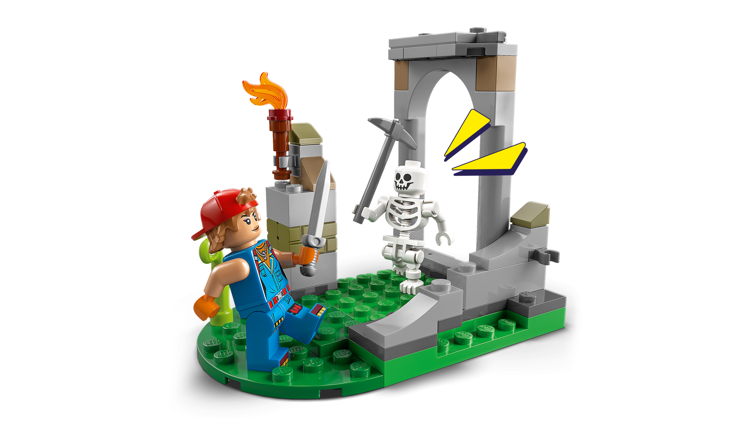 LEGO set with a skeleton and a character on a white background