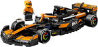 Toy Formula 1 car with a driver figure on a white background