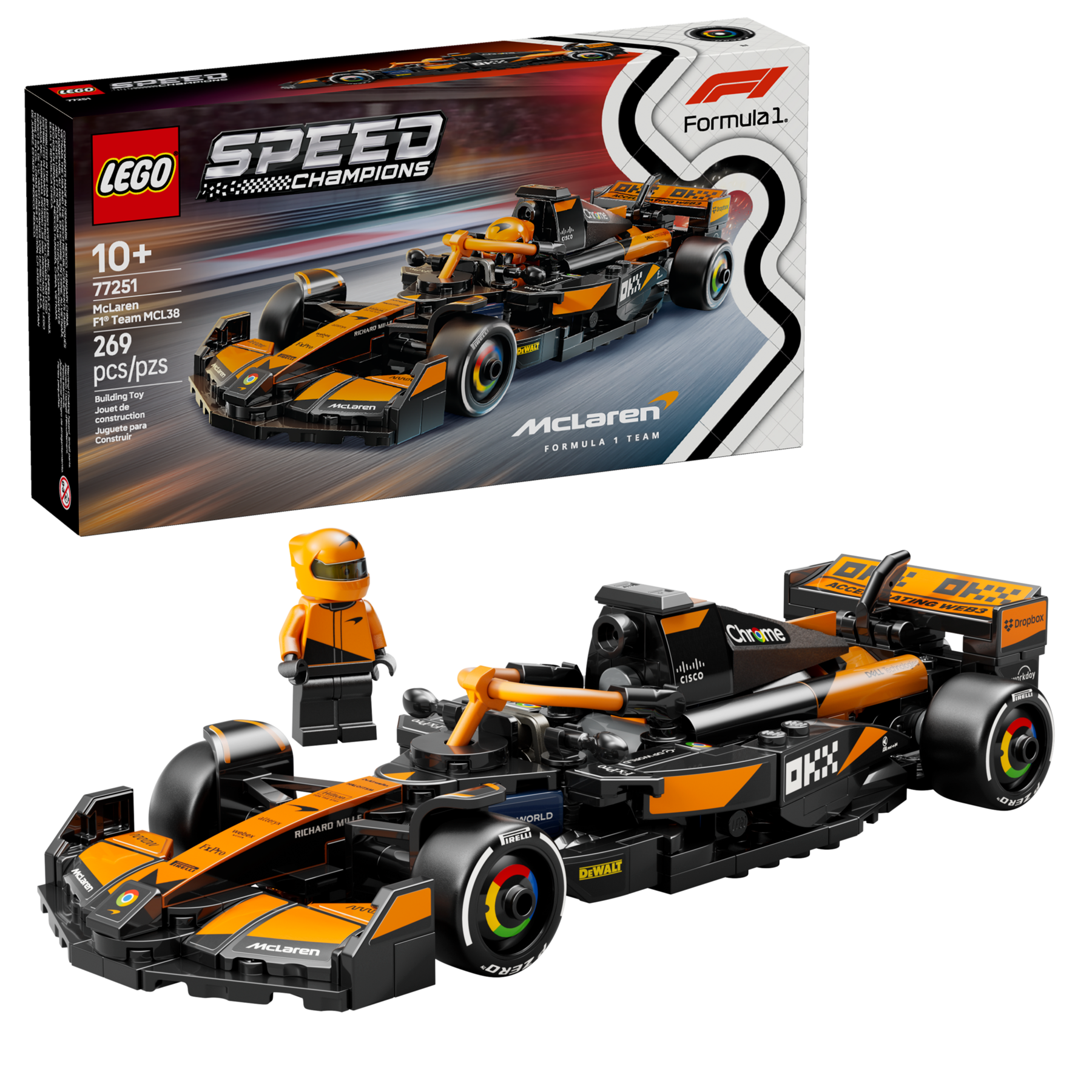 LEGO Speed Champions McLaren Formula 1 car set with packaging