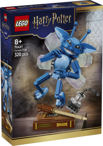 LEGO Harry Potter Cornish Pixie set packaging with blue pixie figure and potion.