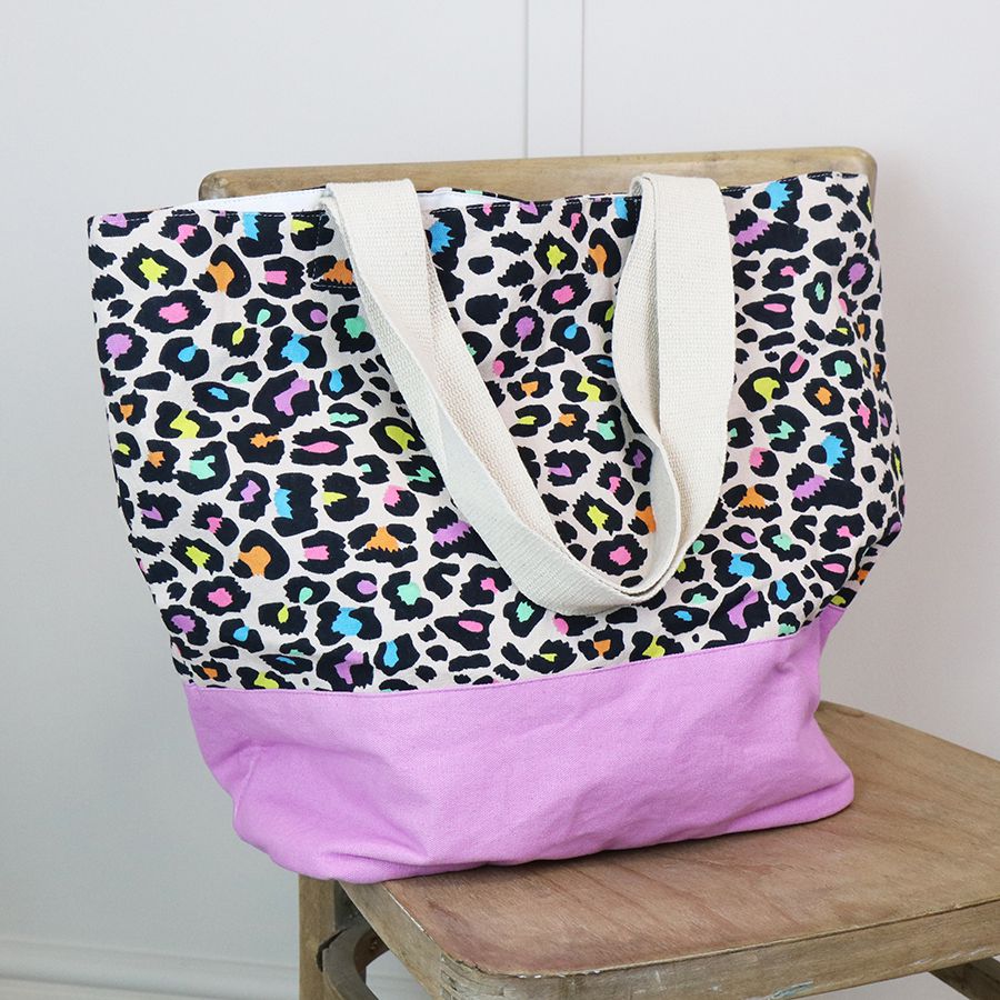 Multicolour animal print cotton beach bag - Flemings Department Store