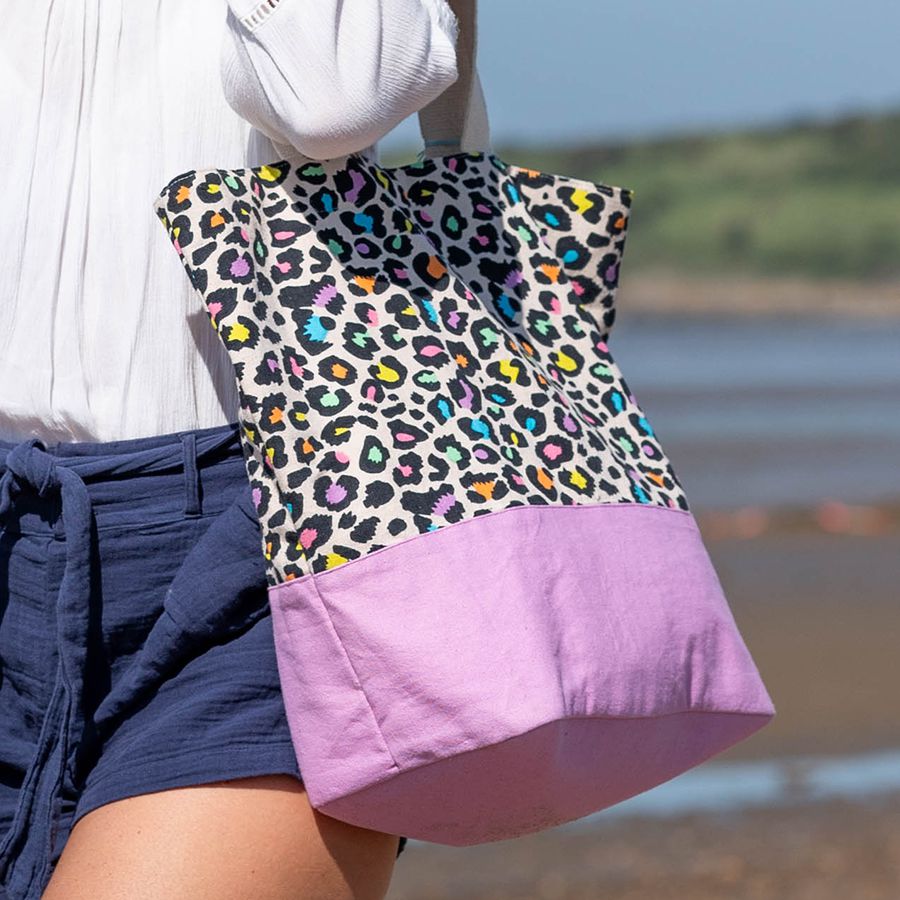Multicolour animal print cotton beach bag - Flemings Department Store