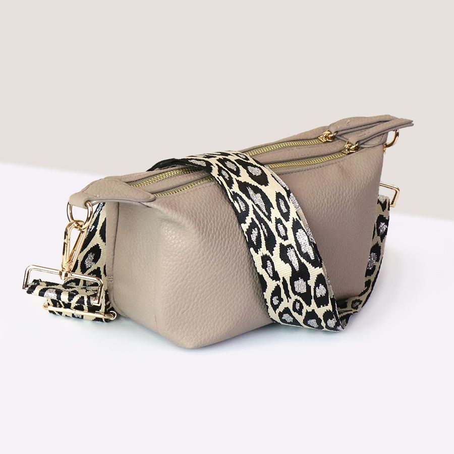 Fawn Vegan Leather double zip bag with animal strap - Flemings Department Store