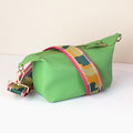 Pea green Vegan Leather double zip bag with camo strap - Flemings Department Store