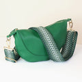 Emerald Vegan Leather half moon bag with spotty strap - Flemings Department Store