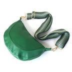 Emerald Vegan Leather half moon bag with spotty strap - Flemings Department Store