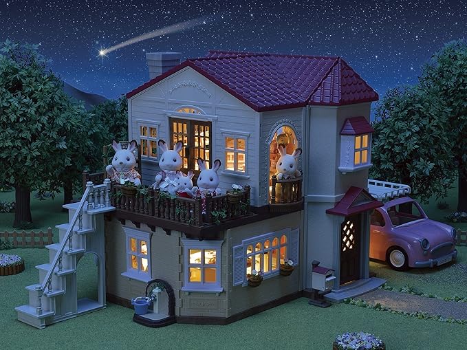 Sylvanian Families Red Roof Country Home | Large Light-Up House with Secret Attic
