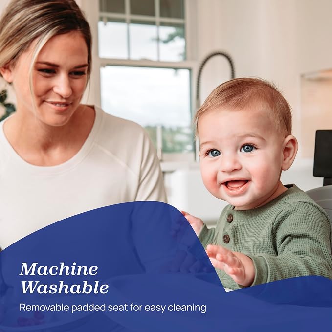 Woman holding a baby with a machine washable product in the foreground