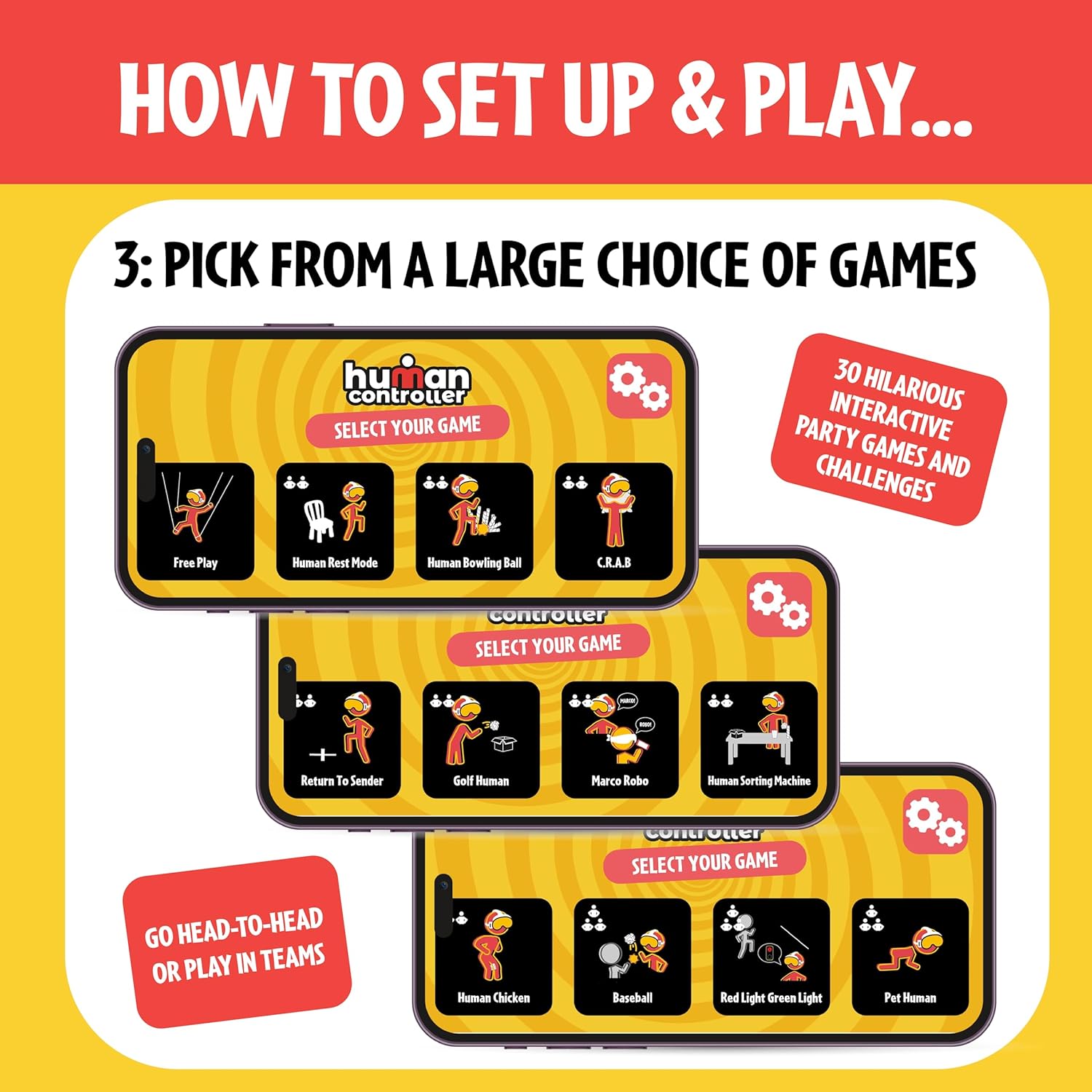 TOMY Human Controller Party Game – Hilarious App-Controlled Game for Kids, Teens & Adults