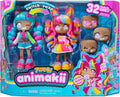 Packaged Animakii dolls with colorful hair and outfits, featuring the brand name on a blue background.