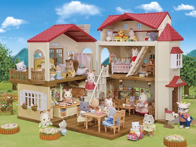 Sylvanian Families Red Roof Country Home | Large Light-Up House with Secret Attic