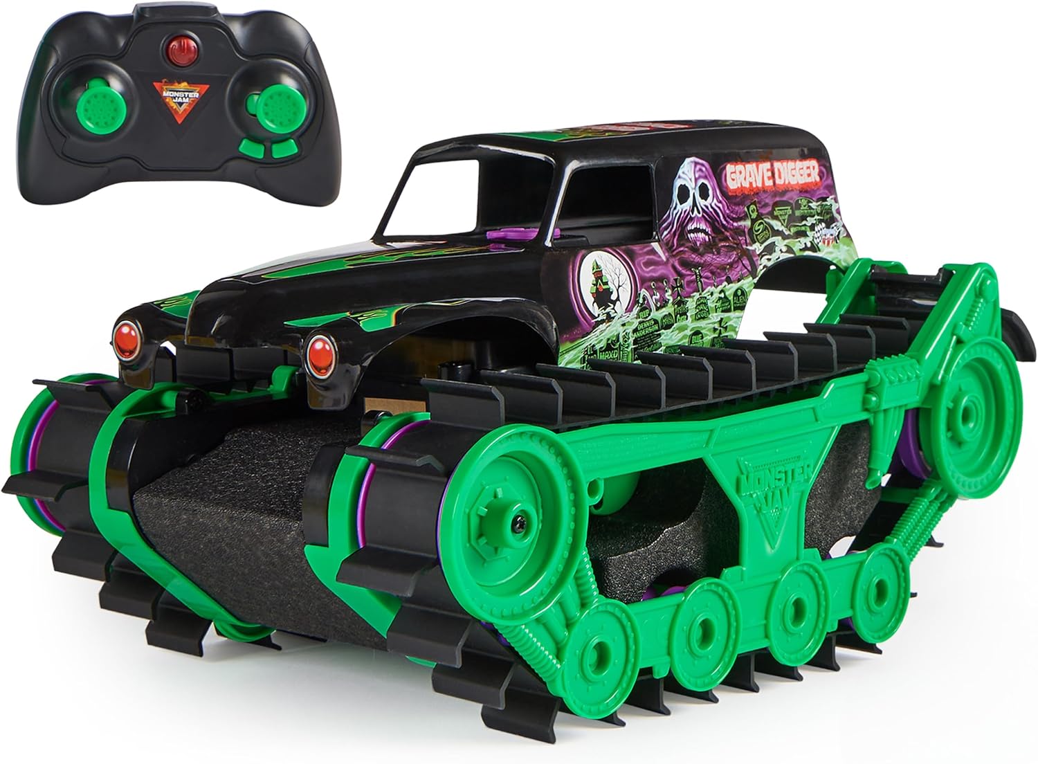 Monster Jam Grave Digger Trax RC Truck – 1:15 Amphibious Land & Water Remote Control Vehicle