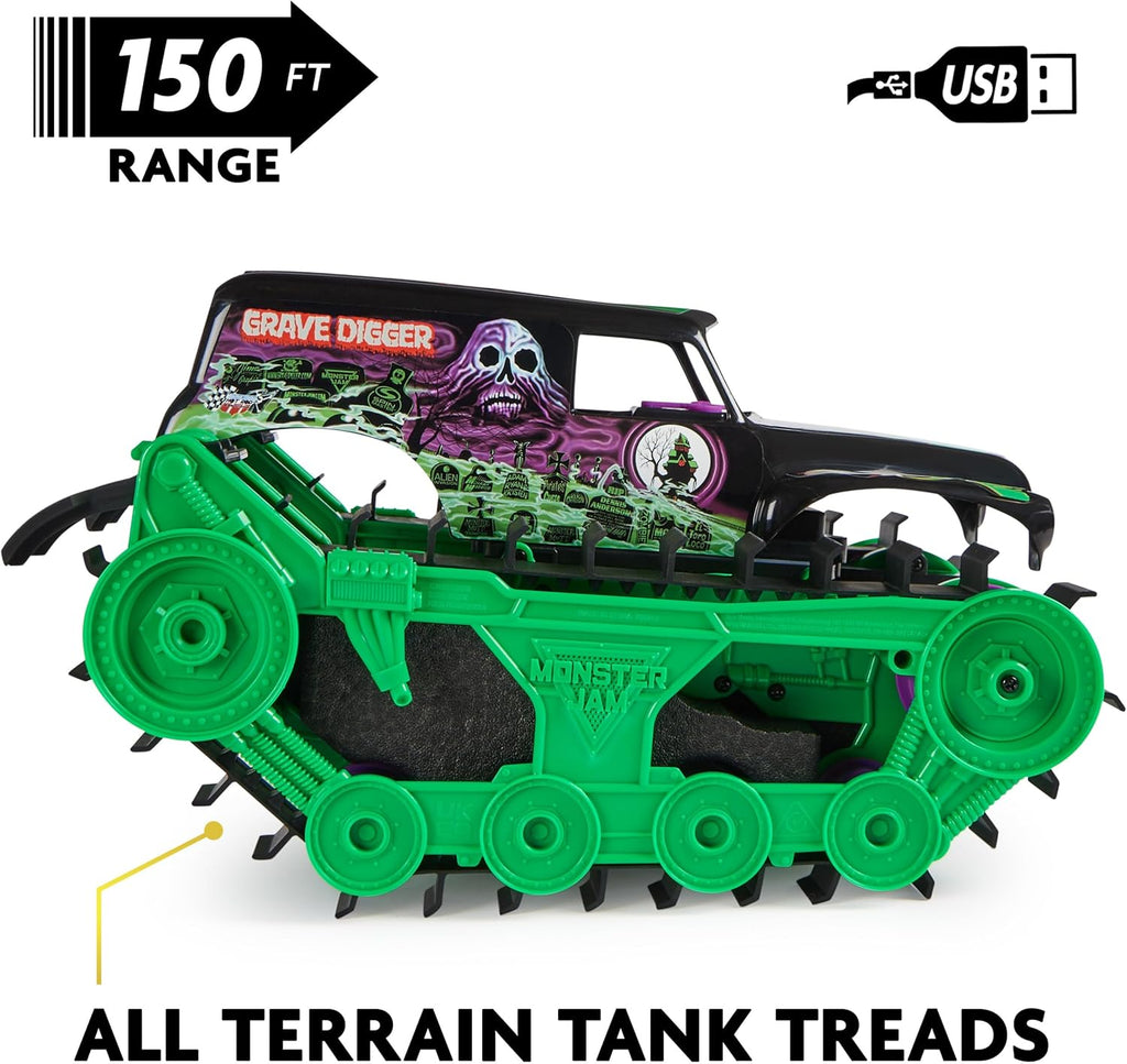 Monster Jam Grave Digger Trax RC Truck – 1:15 Amphibious Land & Water Remote Control Vehicle