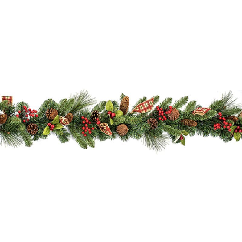 Premier 1.8m Natural Berry Christmas Garland with Ribbon