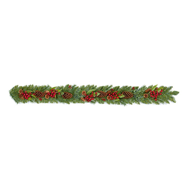 Premier 1.8m Natural Red Berry & Pine Cone Christmas Garland