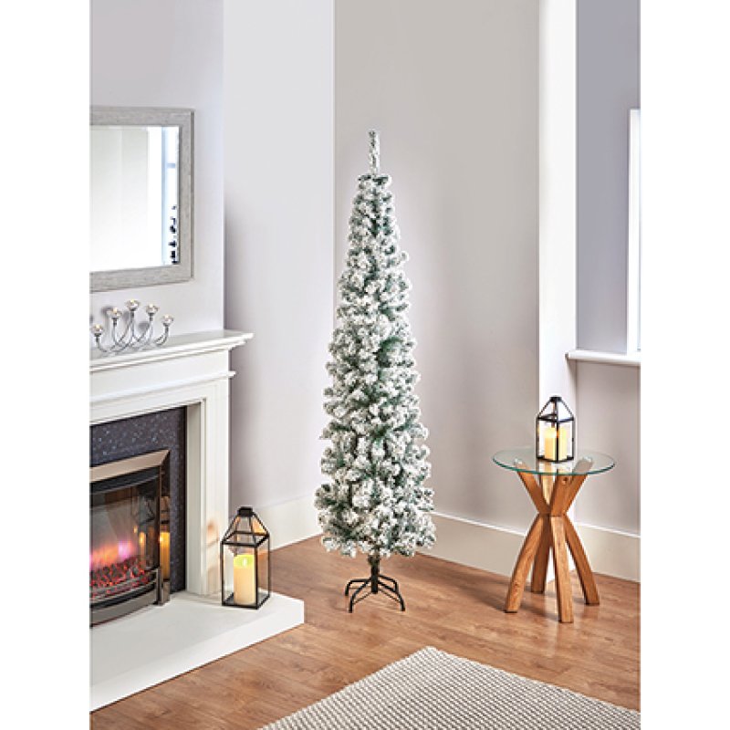 Premier 2.2m (7.5ft) Snow Flocked Slim Spruce Pine Christmas Tree – view 2